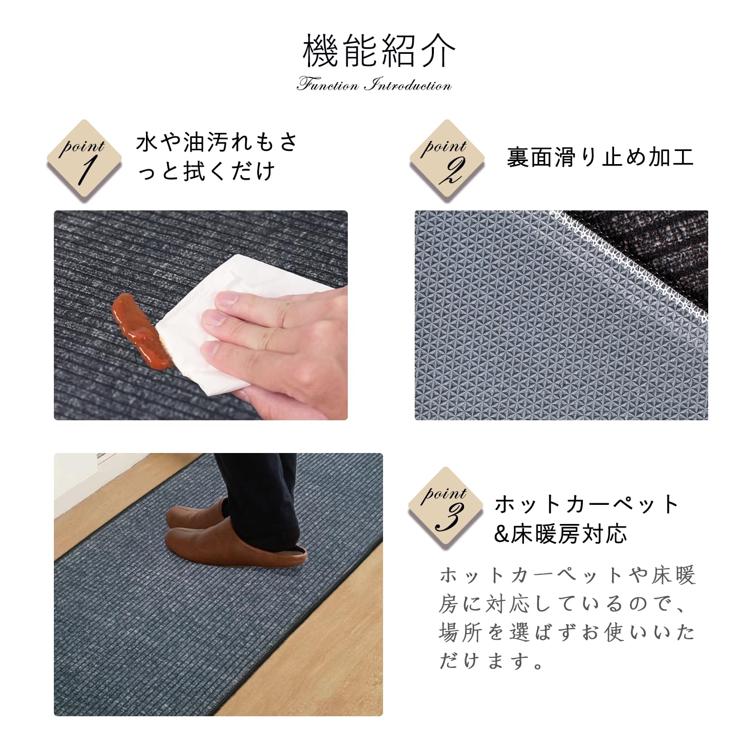 Amazon | Bcrio キッチンマット 拭ける 洗濯いらず TPRマット 滑り止め